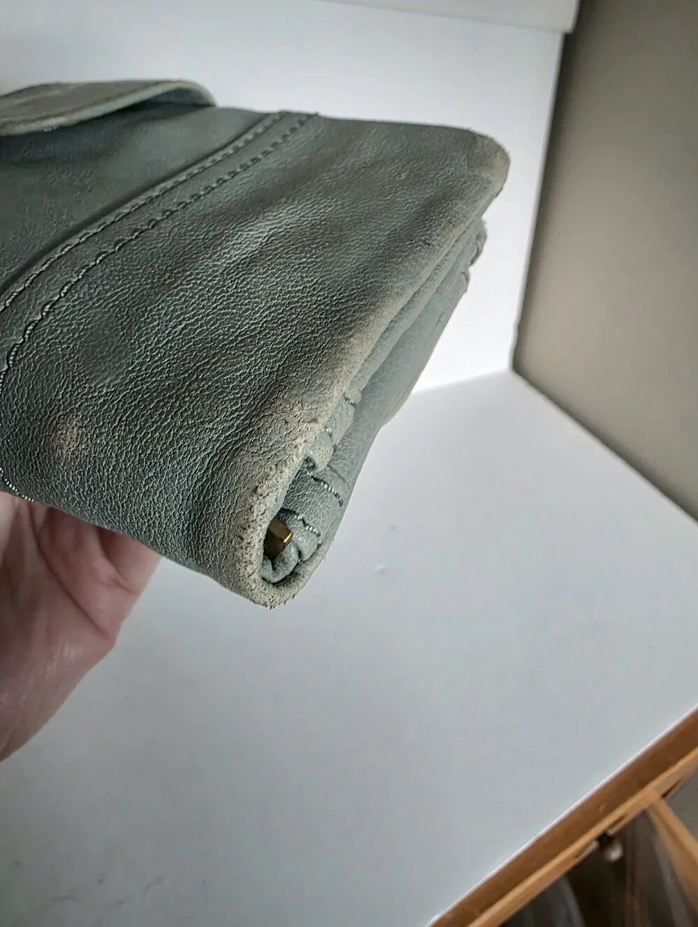 Fossil Moss Green Leather Zip & Flap Wallet Genuine Leather